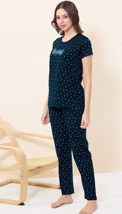 Womens Cotton Printed Night Suit Set