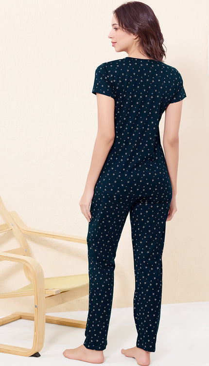 Womens Cotton Printed Night Suit Set