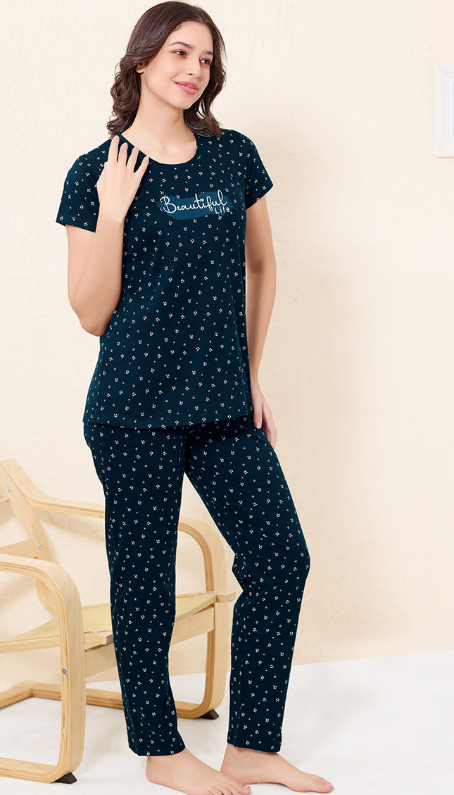 Womens Cotton Printed Night Suit Set