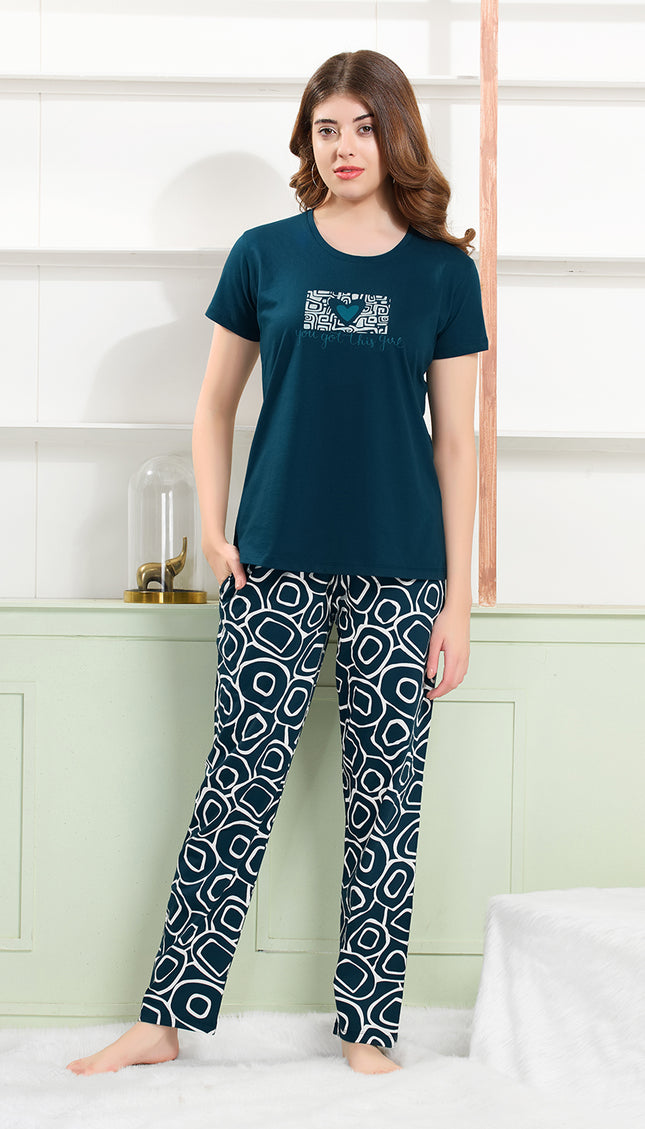 Women's Cotton Printed Night Suit Set