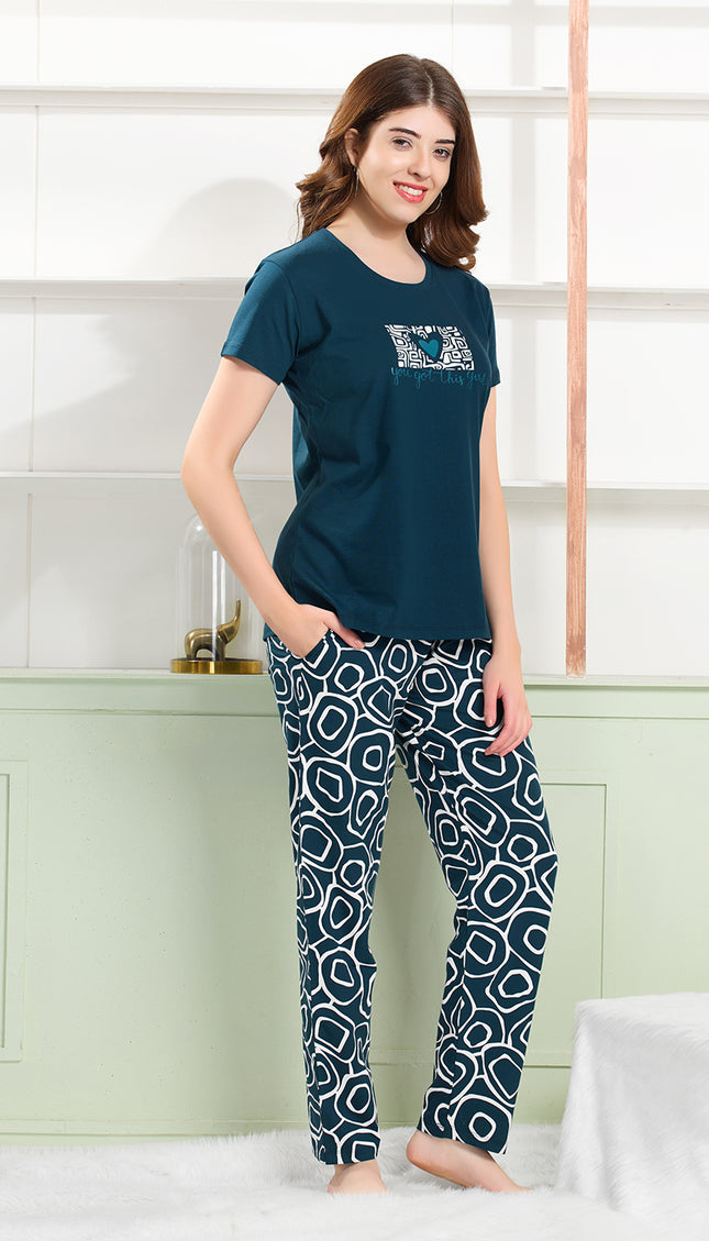 Women's Cotton Printed Night Suit Set