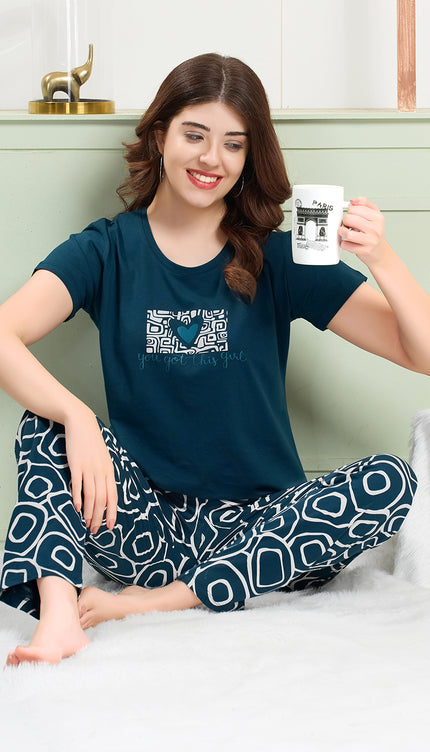 Women's Cotton Printed Night Suit Set